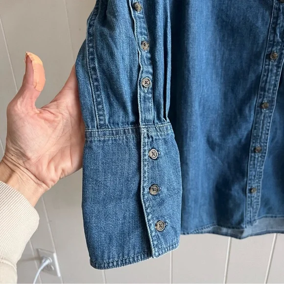 Equipment Femme Arlette Chambray Denim Button Down Tunic Top - Picture 7 of 13